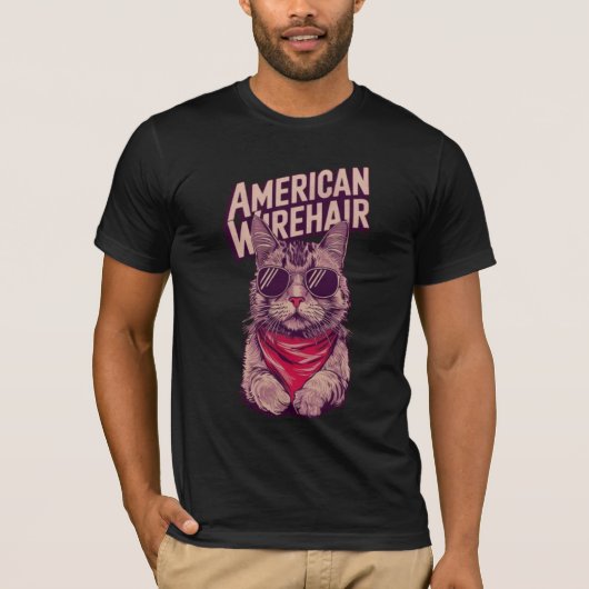 Cool Wirehair Cat T-shirt (Voorkant)
