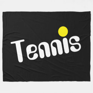 Cool Wit Geel Diagonaal TENNIS Tekst Op Zwart Fleece Deken