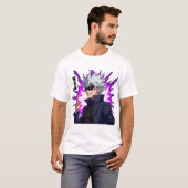 Cool Wit-Haired Anime karakter met zonnebril T-shirt (Voorkant volledig)