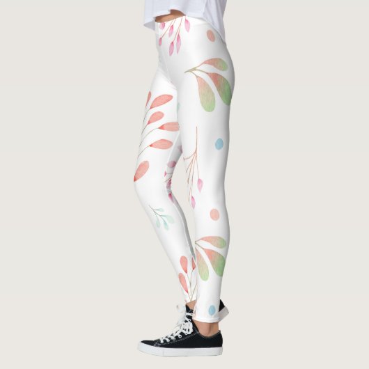 Cool wit Roze Marmer Bloemen Patroon Heup vrouwen Leggings (Links)