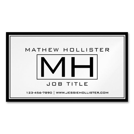 Cool Wit & Zwart Professioneel Magnetisch Visitekaartje (Voorkant)