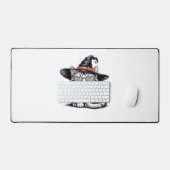 Cool Witch Cat – Schattige Halloween Kat met Heart Bureaumat (Keyboard & Muis)