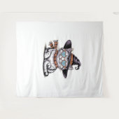 Cool Witch Cat – Schattige Halloween Kat met Heart Wandkleed (Voorkant (horizontaal))