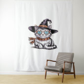 Cool Witch Cat – Schattige Halloween Kat met Heart Wandkleed (In situ)