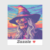 Cool Witch Retro Zonsondergang Sticker (Vel)