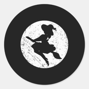 Cool Witch Silhouette Halloween Trick or treat en Ronde Sticker