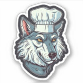 Cool Wolf Chef Geweldige Diergrafisch Sticker (Voorkant)