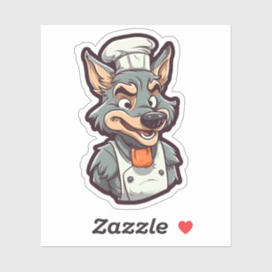 Cool Wolf Chef Schattig Diergrafisch Sticker