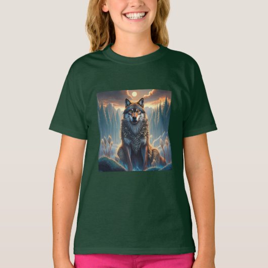 Cool Wolf Design T-shirt (Voorkant)