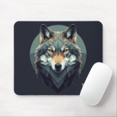 Cool wolf Geometrische Moderne kunst Marine blauw  Muismat (Met muis)