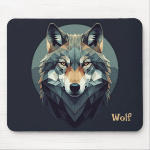Cool wolf Geometrische Moderne kunst Marine blauw  Muismat