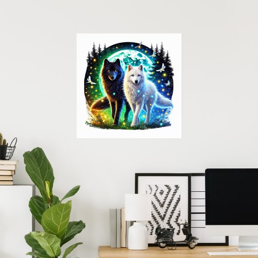 Cool wolf liefhebbers dier poster (Thuiskantoor)