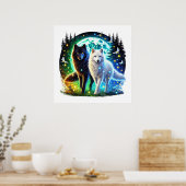 Cool wolf liefhebbers dier poster (Keuken)