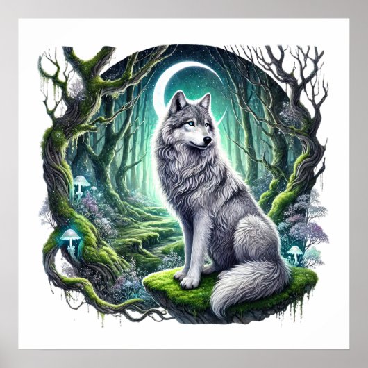 Cool wolf liefhebbers dier poster (Voorkant)