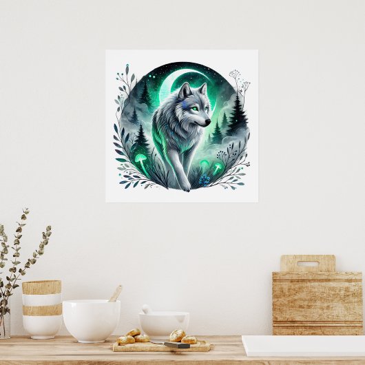 Cool wolf liefhebbers dier poster (Keuken)