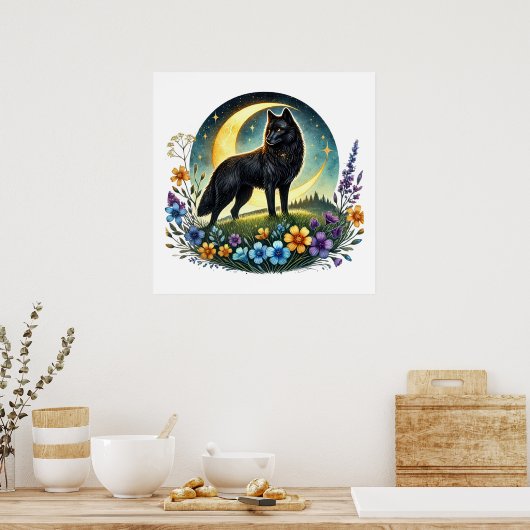 Cool wolf liefhebbers dier poster (Keuken)