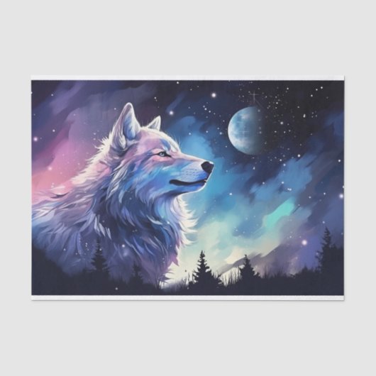 Cool wolf liefhebbers maan tissuepapier (Voorkant)