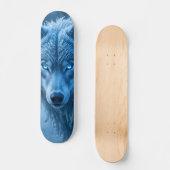 Cool Wolf Met Glowende Blauwe Ogen Persoonlijk Skateboard (Voorkant)