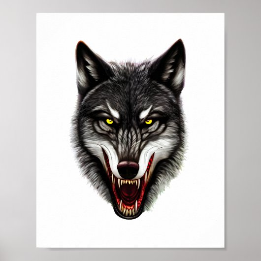 Cool Wolf Portrait Poster (Voorkant)
