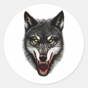 Cool Wolf Portrait Ronde Sticker