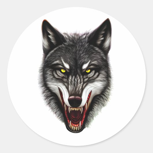 Cool Wolf Portrait Ronde Sticker (Voorkant)