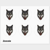 Cool Wolf Portrait Ronde Sticker (Vel)