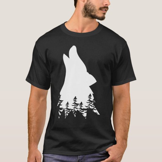 Cool Wolf Silhouette Forest Wildlife Wild Howling T-shirt (Voorkant)