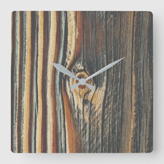 COOL Wood Grain Patroon Vierkante Klok (Voorkant)