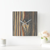 COOL Wood Grain Patroon Vierkante Klok (Huis)