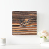 COOL Wood Grain Patroon Vierkante Klok (Huis)