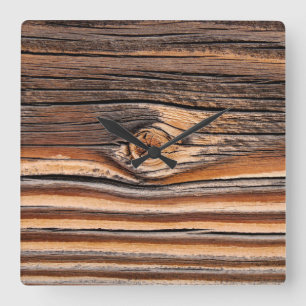 COOL Wood Grain Patroon Vierkante Klok