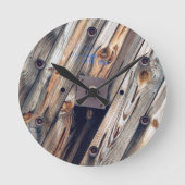Cool Wooden Wire Spool Ronde Klok (Voorkant)
