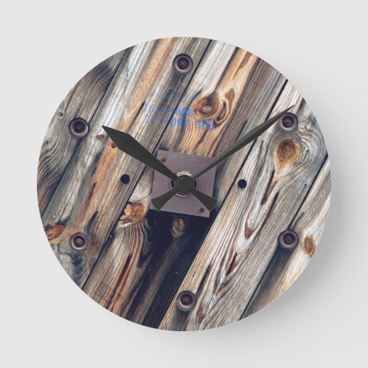 Cool Wooden Wire Spool Ronde Klok (Voorkant)