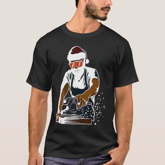Cool Woodworker Handyman with  Santa Hat T-shirt (Voorkant)