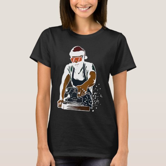 Cool Woodworker Handyman with  Santa Hat T-shirt (Voorkant)