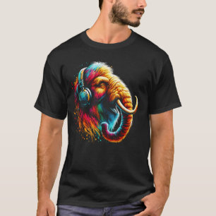 Cool Woolly Mammoth Hoofdtelefoon Muziek Kunst Ker T-shirt