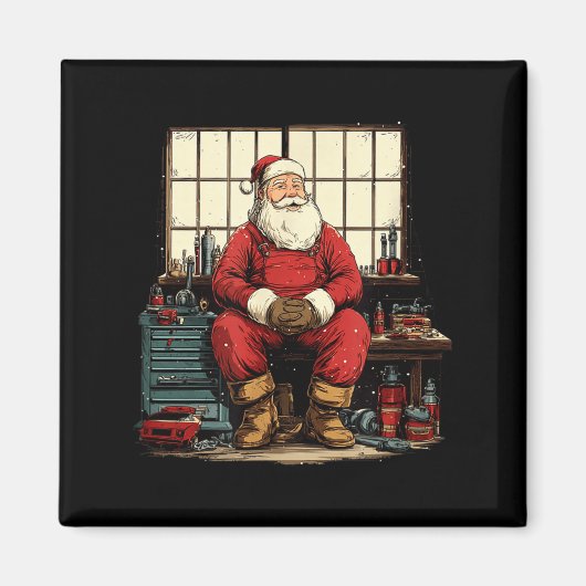 Cool Workshop Santa Claus With Wrenches Tool Costu Magneet (Voorkant)