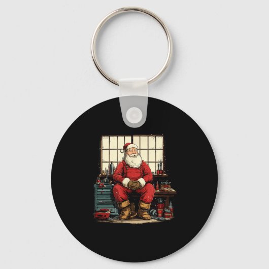 Cool Workshop Santa Claus With Wrenches Tool Costu Sleutelhanger (Voorkant)