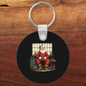Cool Workshop Santa Claus With Wrenches Tool Costu Sleutelhanger (Voorkant)