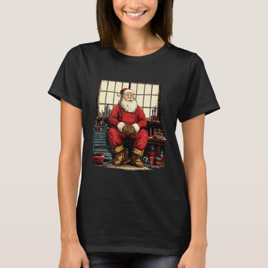 Cool Workshop Santa Claus With Wrenches Tool Costu T-shirt (Voorkant)
