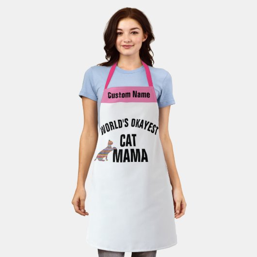 Cool World's Okayest Cat Mama Funny Womens Schorte Schort (Gedragen)