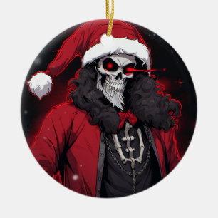 Cool Xmas vakantie seizoen schedel Santa Bone Tuxe Keramisch Ornament
