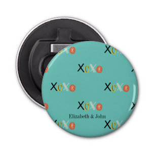 Cool "XOXO" Hearts Valentijnsdag Mint Green Button Flesopener