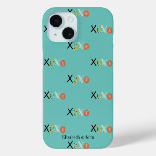 Cool "XOXO" Hearts Valentijnsdag Mint Green iPhone 15 Case