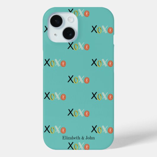 Cool "XOXO" Hearts Valentijnsdag Mint Green Case-Mate iPhone Case (Achterkant)