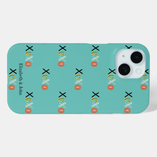 Cool "XOXO" Hearts Valentijnsdag Mint Green Case-Mate iPhone Case (Achterkant (horizontaal))