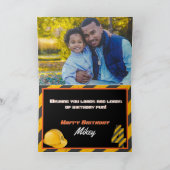 Cool Yellow|Black Construction 4th Birthday Foto Kaart (Binnen)