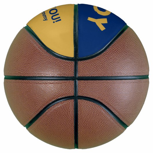 Cool Yellow Gold Blue Aangepast naam papa Basketba Basketbal (Rechts)