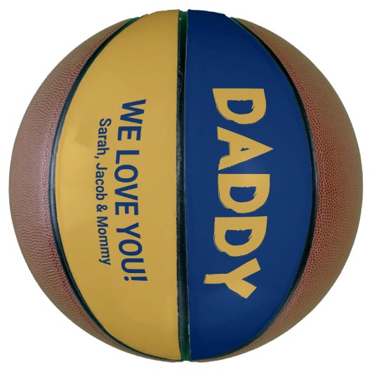 Cool Yellow Gold Blue Aangepast naam papa Basketba Basketbal (Verticaal)