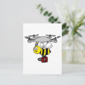 Cool Yellow Jacket Bee Drone Cartoon Briefkaart (Staand voorkant)